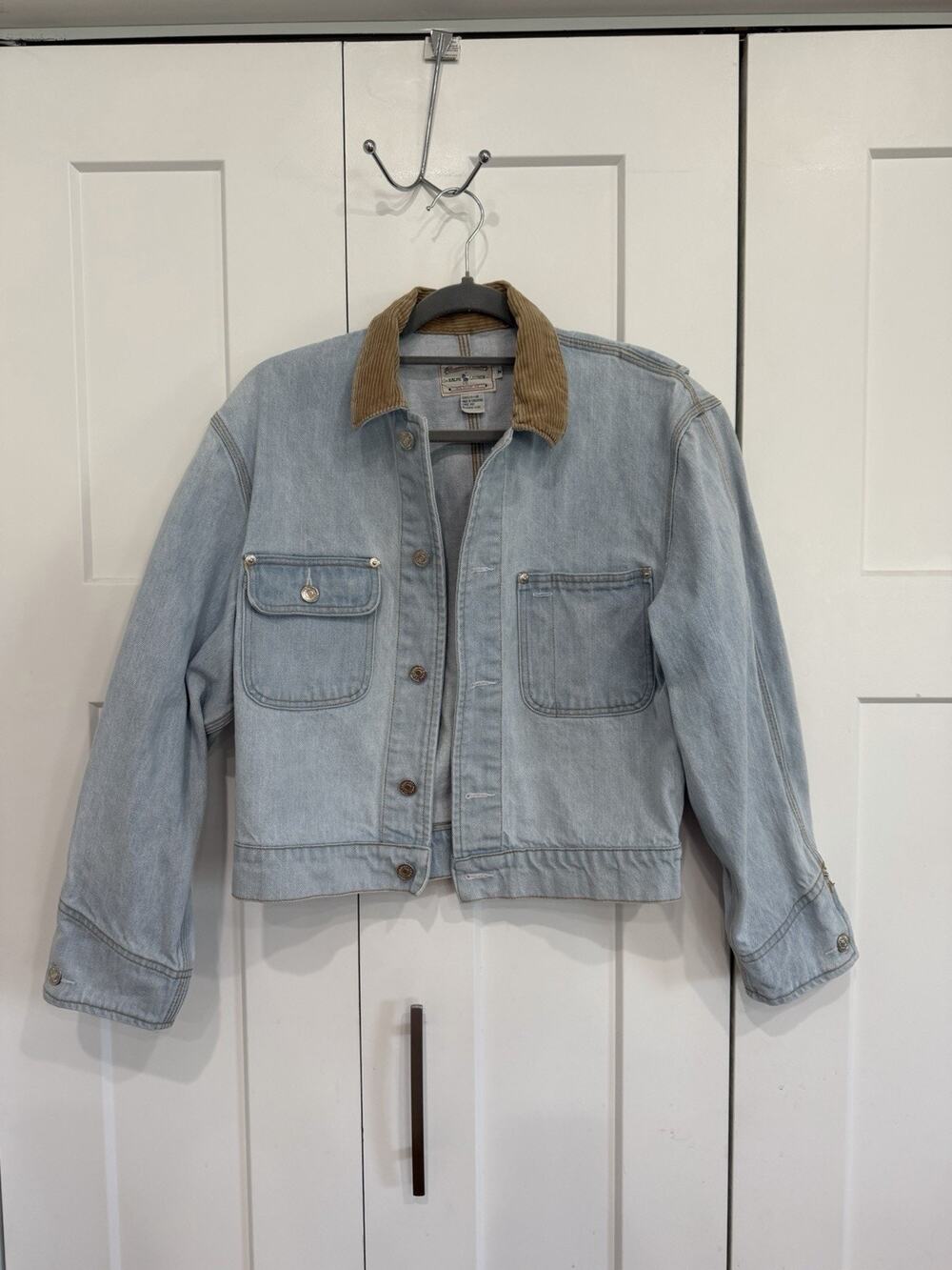 Vtg Polo Ralph Lauren Trucker Denim Dungarees Jacket Mens Size M Corduroy Collar